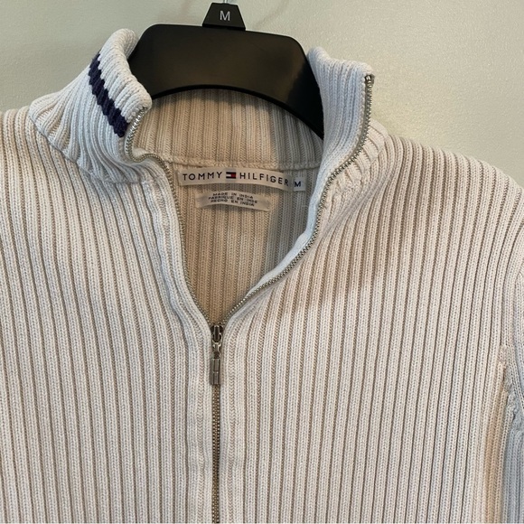 Tommy Hilfiger white zip sweater cardigan Y2K medium - Picture 6 of 7